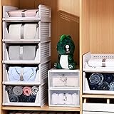 5 Set Faltbar Plastik Lagerkisten, Schubladenbox, Stapelbare Kleiderschrank Organizer, Regal Aufbewahrungsbox, Regal Körbe Kleiderschrank, Stapelschubladen Lagerkästen, für Küchen Schlafzimmer, Weiß
