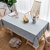 Plaid-tischdecke, Couchtisch-esstisch Baumwolle Und Leinen Tischdecke, Quadratische Rechteckige Tischabdeckung Tischdecke Quaste(Size:130x240cm(51x94inch),Color:B)
