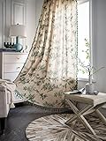 iyoimono Boho Gardinen Beige Grün Vintage Vorhänge Landhausstil Häkeln Stricken Gardinen,Boho Baumwolle Leinen Quaste Transparent Vorhang für Küche Wohnzimmer Schlafzimmer,2 Stück,B150×H160cm