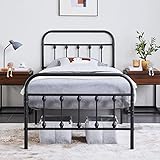 Yaheetech Bettrahmen Metallbett Bettgestell aus Metall mit Lattenrost, Modern Gästebett Jugendbett, Schwarz 90 x 200 cm