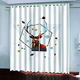 Gardinen Mit Ösen Blickdicht 3D Einfacher Goldener Elch Muster 2Er Set Verdunklung für Wohnzimmer Mädchen Junge Schlafzimmer H 160 X B 140 cm(H X B) Verdunklungsvorhänge Kinderzimmer Thermo Vorhänge