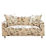 Carvapet Elastischer Sofabezug Sofahusse Gedrucktes Muster Couchbezug Sofa Couch Überwürf (Blume, 3 Sitzer)