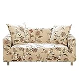 Carvapet Elastischer Sofabezug Sofahusse Gedrucktes Muster Couchbezug Sofa Couch Überwürf (Blume, 3 Sitzer)