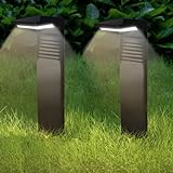 PUCHIKA Gartenbeleuchtung Solar Wegeleuchte Gartenleuchte 2 Stück Solarlampen für Außen mit 2 Helligkeiten, Garten Solarleuchten Warmweiß, Solarstrahler für Gehweg, Rasen