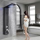 -Licht-Duschpaneel, Turm-Regenfall-Wasserfall-Duschkopf Mit Massagedüsen, Körpersystem, Gebürstetes Nickel, F,Schwarz B