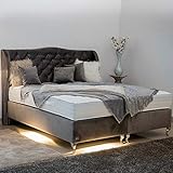 Boxspringbett Chesterfield Polsterung Antirutsch-Matten Royal Taschenfederkern Matratze mit integriertem Original Gelax Topper Kern Komplettset - Jedes Bett EIN Unikat - Made in Germany 200 x 200 cm