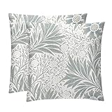 2Er Set Kissenbezug Vintage Graue Pflanzenblume (3) Quadratische Zierkissenbezüge Premium,Resistent Kissenhüllen Für Couch Kissen Outdoor 45X45Cm