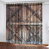 Vorhang Blickdicht Für Modern Schlafzimmer Wohnzimmer, 3D Schäbiges Holztürmuster Druck Muster 2Er Set Thermogardine Mit Ösen 160X150cm(HxB) Verdunklungsvorhänge Mit Kälteschutz & Wärmeisolierend