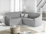 My Palace Zaira Ecksofabezug L-Form Eckcouch Bezug Rutschfester und elastischer Stretch Spandex Sitzeckenbezug Sofa Überwurf Sofahusse Couchcover Grau