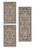 andiamo Klassischer Perserteppich Orientteppich-Ornamente Muster Webteppich Kurzflorteppich Runder Teppich, 100 Prozent Polypropylen, Beige, 2x 60 x 110 cm, 1x 60 x 180 cm