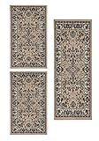 andiamo Klassischer Perserteppich Orientteppich-Ornamente Muster Webteppich Kurzflorteppich Runder Teppich, 100 Prozent Polypropylen, Beige, 2x 60 x 110 cm, 1x 60 x 180 cm