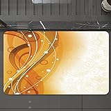 Badematte rutschfest waschbar Badvorleger,Orange, abstrakte Farbkurven mit blasenartigen Punkten, einfache florale künstlerisch,weich Mikrofaser saugstark Badteppich für Badezimmer Badewanne, 40x60 cm