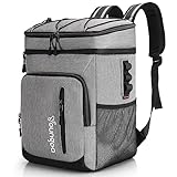 YOUNGOA Kühlrucksack Kühltasche Rucksack Isolierte Thermo Kühltasche Weiche Kühlbox für Picknick Camping Mittagessen Strand YG065 24L Grau