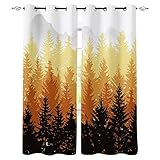 Yanyan Art 2 Panels Vorhang Herbst Wald Baum Schlafzimmer Vorhänge Moderne Wohnzimmer Küche Vorhänge Hause Kinderzimmer Dekor Fenster Vorhänge WxH/2x208x208cm blickdichter Vorhang