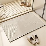 Badezimmerteppich, Badematte Rutschfest, Duschmatte Rutschfest, Duschvorleger, Badvorleger Badteppich Rutschfest Waschbar Teppich Badezimmer, Bathroom Mat, Bath Mat Mats, Bad Teppich, Grau-60x100cm