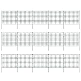 Sonnewelt Teichzaun Steckzaun Gartenzaun Metall Zaunelemente zaun garten Gartenzaun Tiergehege Freigehege zaun für hunde- 15 Zaunelemente 18 Befestigungsstäbe (Grün, Gerade)