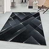 Designer Kurzflor Teppich Modern, Abstrakt Dreieck Design Schwarz, Rechteckig, Pflegeleicht, Wohnzimmerteppich, Größe:160 x 230 cm