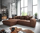 DELIFE Ecksofa Violetta Lederimitat Braun 300 x 220 cm Recamiere variabel