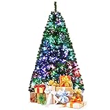 GYMAX 150/180 cm Künstlicher Weihnachtsbaum, Kunstbaum Christbaum mit Glasfaser-Farbwechsel, Deko Tannenbaum mit 449/617 Spitzen, inkl. Metallständer (Grün 180 cm)