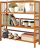 YuegoO Bücherregal, Bücherregal, Bambus-Bücherregal, einfacher Boden, kreativer Tischrahmen, Kombinationsregal, kleines Bücherregal, Bodenlagerregal Zeitschriftenregal