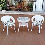 JHKZUDG 3-Teiliges Patio-Bistro-Set Aus Rattangeflecht,Mit 2 Gartenstühlen Und Couchtisch Mit Glasplatte,Rattan-Gesprächsmöbel-Set,Für Hinterhof, Balkon, Veranda,Weiß