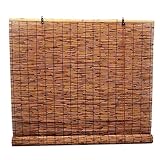 Carbonization Schilf Vorhang,Natur Bambusrollo,Blickschutz,Bambus Rollo Jalousine Retro Raffrollo,Balkon Trennwand Strohjalousien,für Außen,Innen,Terrasse,Garten (120×210cm/47×83in)
