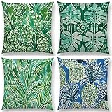 4er Set Sommer Natürlich Kissenbezug 40x40cm Sofakissen Groß Kissenbezüge Leinen Deko Kissen Kissenhülle mit Unsichtbarem Reißverschluss Quadrat Kopfkissenbezug für Sofa Schlafzimmer Wohnzimmer J531