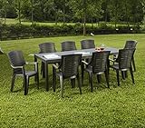 Dmora - Tisch für den Außenbereich, rechteckig, ausziehbar, Gartentisch, 100% Made in Italy, 150 x 90 cm, Anthrazit