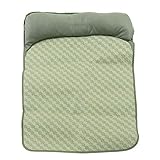 Cryfokt Kühlmatte für Hunde, Atmungsaktive Haustier-Hundesommer-Kühlmatte, Faltbare Haustier-Kühlmatte für Hunde, Haustier-Sommerschlafmatte mit Nackenstütze, Tragbares Rattanbett (Grün L)