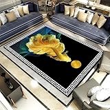 DJHWWD Deko Wohnzimmer Outdoor Teppiche Wetterfest Teppich Salon Gelb Abstraktes Fisch Muster Teppich Studie Mehrere Größen 80X160Cm Teppich Jugendzimmer Gelb