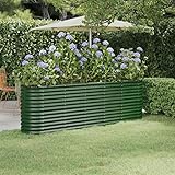 BULANED Pflanzkübel, Blumenkasten Balkon, Blumentopf, Flowerpot, Blumenkübel, Pflanzkasten, Gartentopf, Kräuterkasten, Pulverbeschichteter Stahl 224x40x68 cm Grün