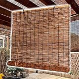 EMISOO Schilf Vorhang Retro Bambusrollo Wetterfest Holzrollo Lichtfilter Raffrollo Lang 200cm Breit 80 100 150 180cm Seitenzugrollo Sonnenschutz Für Teehaus/Garten/Innen Außen (Size : 60x90cm/24x36in