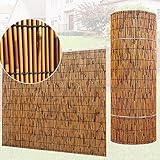 Natürlicher Schilfvorhang, Bambuszaun, 1 m hoch x 5 m lang, Sichtschutzzaun 1 Bildschirmpaneele, Garten-dekorative Schilfzaunrolle, für Hinterhof, Terrasse, Garten und mehr (Farbe: Braun)