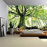 ENJOHOS Wandteppich für Schlafzimmer, großer Naturwald, Baum, Wandbehang für Schlafzimmer, Wohnzimmer, Wohnheim, Dekoration (B 90 x T71, grüner Wandteppich)