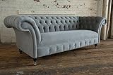 JVmoebel Chesterfield 3 Sitzer Couch Textil Stoff Sofa Möbel Edles Design Samt Designer