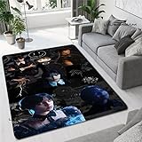 BEPHON Anti-Rutsch-Teppich, 3D-Charakter-Stil-Teppich Waschbar Moderne Minimalistische Couchtischdecke Komplettes Schlafzimmer-Pad Nachttischmatte 120X160Cm A9726