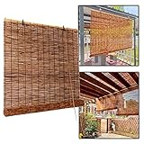 50-160cm Sonnenschutz Vorhang Bambus Rollo Atmungsaktiv Bambusrollo, Retro Rollo Aus Bambus Sichtschutz Schilf Vorhang Mit Lifter, Fenster Roll Für Pavillon/Balkon/Pergola/Küche