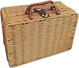 Wicker Rattan Aufbewahrungsbox, kleiner Vintage Rattan Metallschloss Retro Koffer mit Griff, Retro Koffer zur Aufbewahrung, Reise und Picknick-22 * 16 * 10cm
