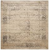 Safavieh Vintage Inspirierter Teppich, VTG113, Gewebter Weiche Viskose-Faser Quadratische, Hellbraun / Braun, 200 x 200 cm