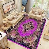Xiaosua Wohnzimmer Teppiche Lila Teppich Salon Lila Geometrische Blumenmuster Studie Mehrere Größen Fürs Wohnzimmer Kinderzimmer Schlafzimmer 120X180Cm Waschbarer Teppich 3Ft 11.2''X5Ft 10.9''
