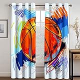 HYFBH 3D-Druck 2 Panels Verdunkelungsvorhänge Basketball Graffiti Muster Erwachsene Kinder Schlafzimmer Wohnzimmer Vorhang Set Zubehör WxH/2x175x250cm ösen gardinen