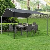 [en.casa] 2-in-1 Gartenpavillon Dogliola Pavillon Carport 400x350x258cm Anstellpavillon Gartenzelt Sonnenschutz für Terrasse oder Garten mit Spitzdach wasserabweisend Metallgestell Dunkelgrau