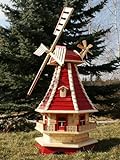 Große Windmühle mit Solar 1,30 m rot/natur Typ 3.1
