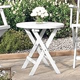 UYSELA Home Sets mit Klapptisch Gartentisch weiß 46 cm Massivholz Akazie