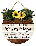 Geroclonup Shhhh! Do Not Knock Crazy Dogs Absolutely No Soliciting-Schild für Zuhause/Haus, lustiges Schild für Veranda, Türdekoration, Holzdruck, Dekor für Haus, zum Aufhängen, 30 cm