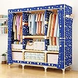 Tragbarer Kleiderschrank,Stoff-Kleiderschrank,Kleiderschrank,Schlafzimmer,einfacher Stoff,einfache Montage,Massivholz-Stoff,einfacher Schlafsaal,Aufbewahrungsschrank für Erwachsene,B Tragbar
