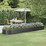 Gecheer Pflanzkübel Hochbeet Blumenkasten Garten Pflanzkasten Terrassen Gemüsebeet Gartenbeet Pflanzbeet Blumentopf Blumenkübel Blumenbeet Frühbeet Pulverbeschichteter Stahl 396x100x36 cm Anthrazit