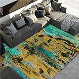 AU-SHTANG tepiche für Schlafzimmer Gelber Teppich, leicht zu pflegen, Nicht verblassen, leicht Staub saugen, wasch barer Teppichteppich kurzflor,Gelb,60x90cm