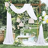 Querbehang 70*550cm, Hochzeitsbogen Vorhang Deko, Hochzeit Vorhang Chiffon Stoff, Vorhänge Hochzeit Bogen, Vorhang Organza Stoff Tüll Dekorationen Party Hintergrund Traubogen Dekostoff (Weiß)