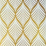 JOLIHOME Geometrische Muster Tapete Gold und Weiß Moderne Minimalistische Wasserdichte Selbstklebende Tapeten für Küchen Badezimmer Wohnzimmer Schlafzimmer Möbelaufkleber 44,5x500cm